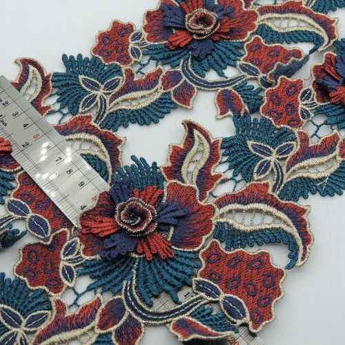 قرمز نوار گیپور گل برجسته خرید و قیمت رنگ2