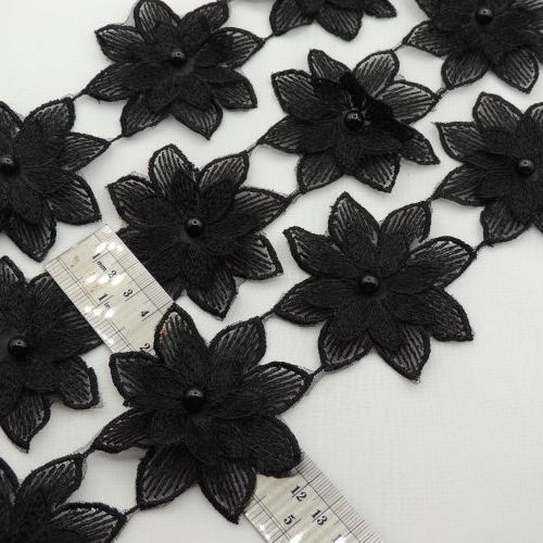 تصویر نوار گیپور گل برجسته مرواریدی