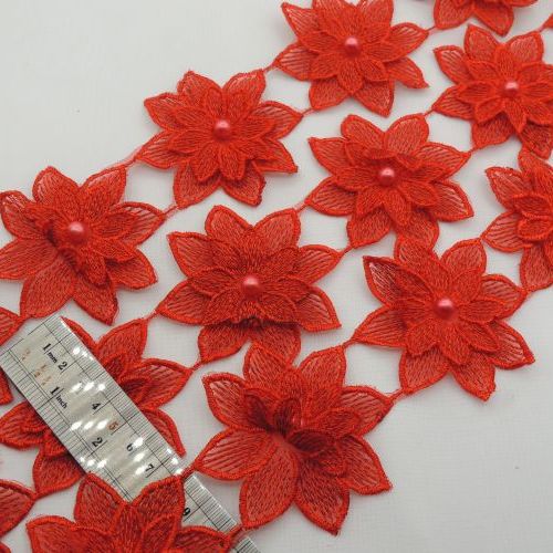 مشکی نوار گیپور گل برجسته مرواریدی خرید و قیمت رنگ3