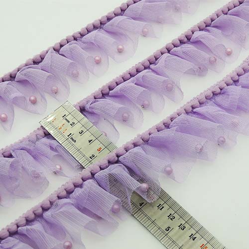 زرشکی تور پلیسه پوم پوم مروارید خرید و قیمت رنگ1