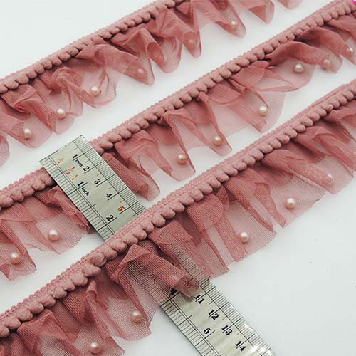 زرشکی تور پلیسه پوم پوم مروارید خرید و قیمت رنگ4