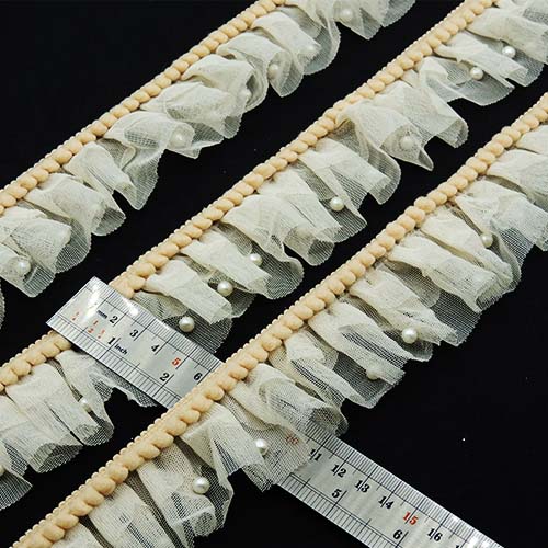 زرشکی تور پلیسه پوم پوم مروارید خرید و قیمت رنگ5