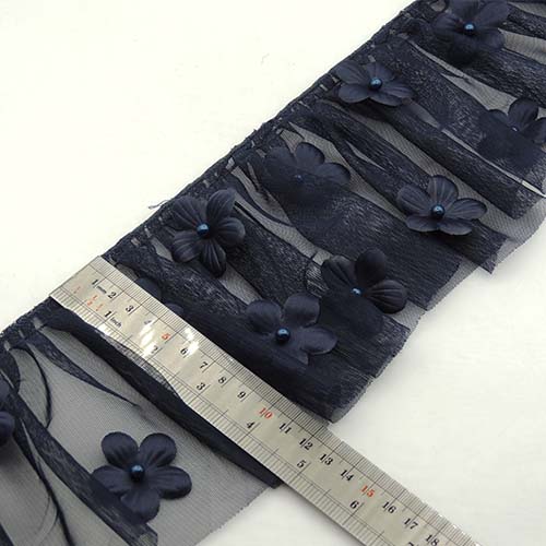 مشکی تور پلیسه پهن مروارید و گل خرید و قیمت رنگ1