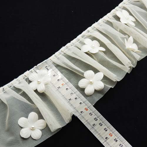 مشکی تور پلیسه پهن مروارید و گل خرید و قیمت رنگ3