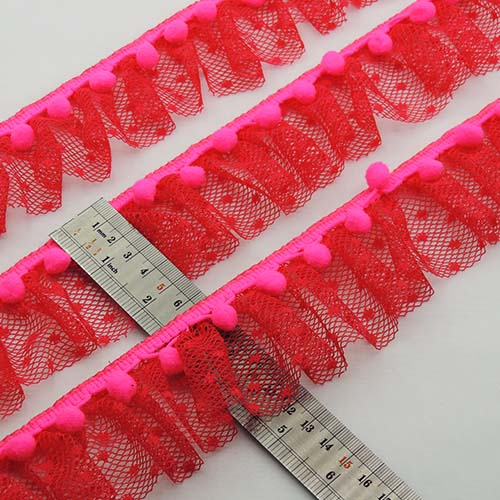 زرشکی تور پلیسه پوم پوم توپکی خرید و قیمت رنگ16