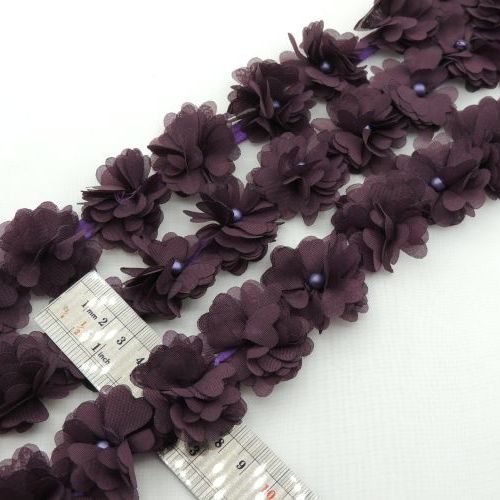 سفید نوار گل متری حریر مروارید کوچک خرید و قیمت رنگ8