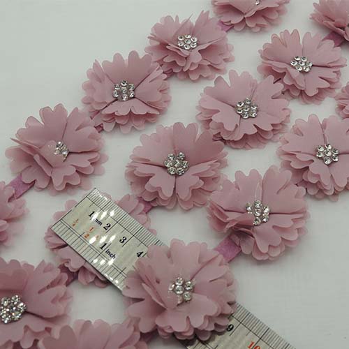 طوسی تیره نوار گل متری نگین دار خرید و قیمت رنگ16