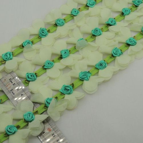 فیروزه ای نوار پاپیون شکوفه‌دار  خرید و قیمت رنگ8