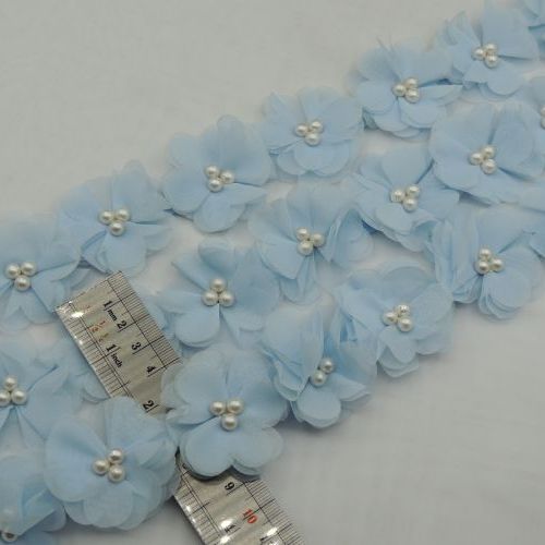 نارنجی نوار گل حریر تزئینی مروارید دار برجسته خرید و قیمت رنگ8