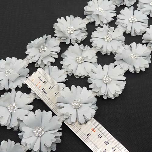 طوسی تیره نوار گل متری نگین دار خرید و قیمت رنگ1