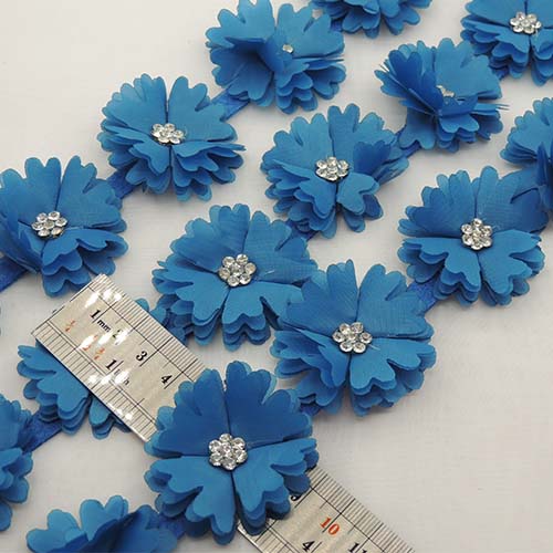 طوسی تیره نوار گل متری نگین دار خرید و قیمت رنگ17