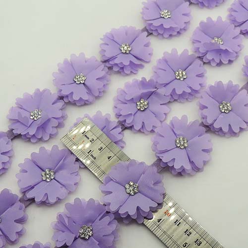 طوسی تیره نوار گل متری نگین دار خرید و قیمت رنگ7