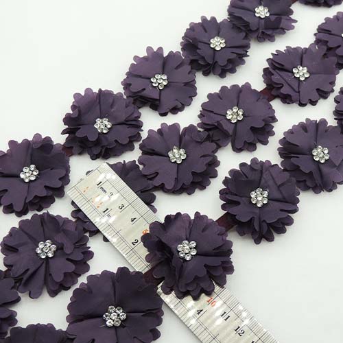 طوسی تیره نوار گل متری نگین دار خرید و قیمت رنگ10