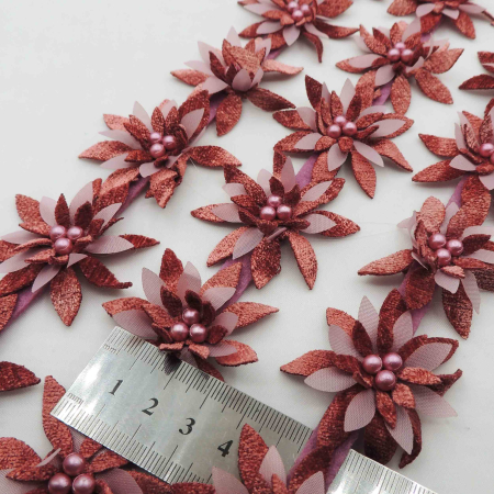 قرمز نوار گل متری تزئینی لباس خرید و قیمت رنگ1