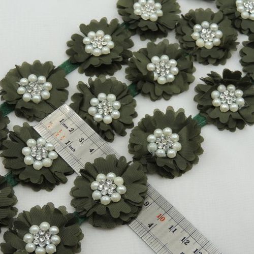 یاسی نوار گل متری نگین و مروارید خرید و قیمت رنگ11