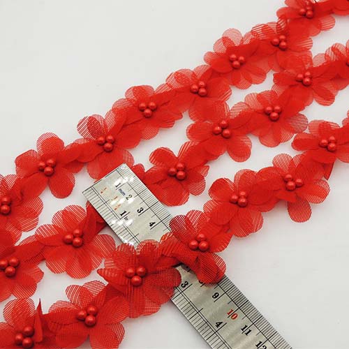 زرشکی نوار گل متری تور و مروارید خرید و قیمت رنگ1