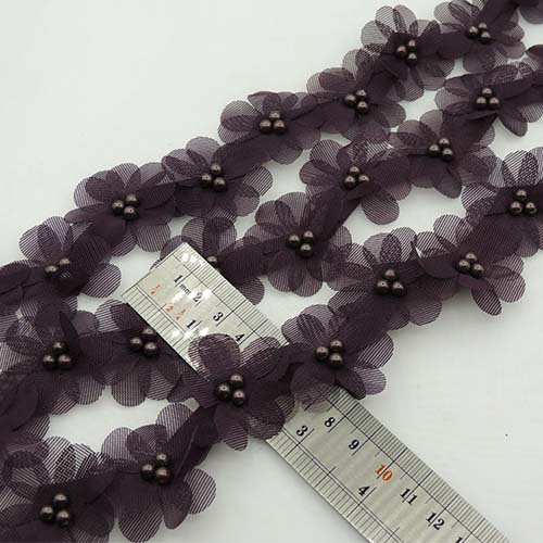 زرشکی نوار گل متری تور و مروارید خرید و قیمت رنگ5