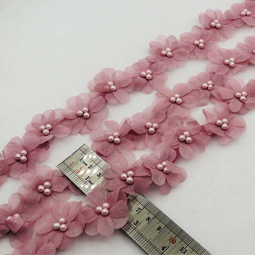 زرشکی نوار گل متری تور و مروارید خرید و قیمت رنگ8