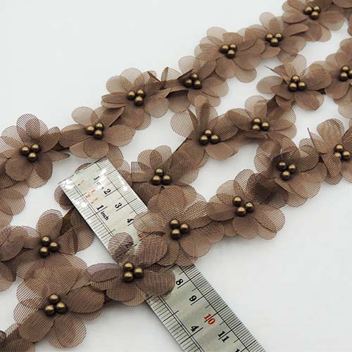 زرشکی نوار گل متری تور و مروارید خرید و قیمت رنگ12