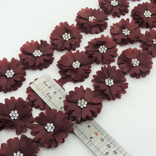 طوسی تیره نوار گل متری نگین دار خرید و قیمت رنگ13