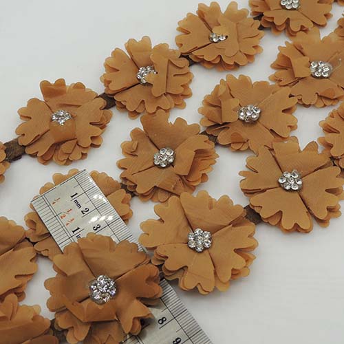 طوسی تیره نوار گل متری نگین دار خرید و قیمت رنگ15