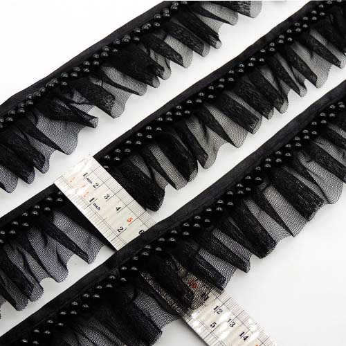 تور پلیسه مغزی مرواریددرشت حریرمشکی