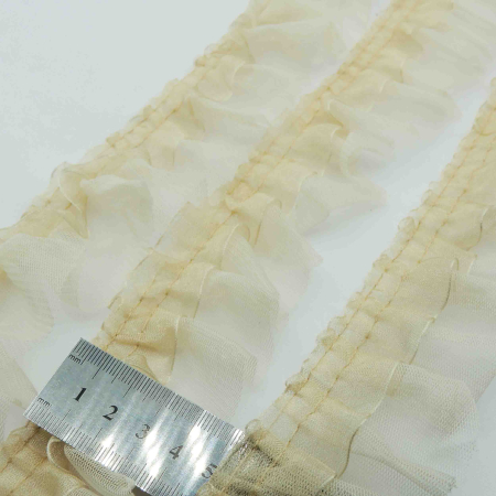 سفید تور پلیسه روبان دار دوطبقه خرید و قیمت رنگ5