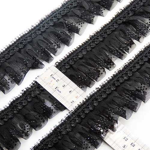 تور پلیسه کتنی نگین‌دار مشکی