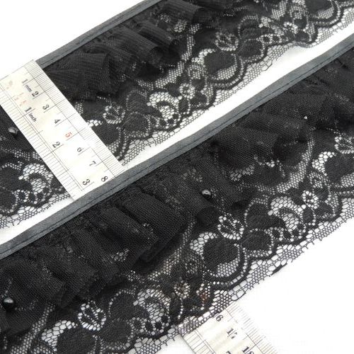 تصویر تور پلیسه لبه روبان مرواریدی