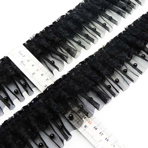 تصویر تور پلیسه گل ریز مرواریدی