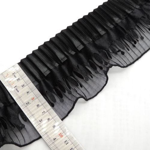 تصویر تور پلیسه ساتن مخمل آویز پهن