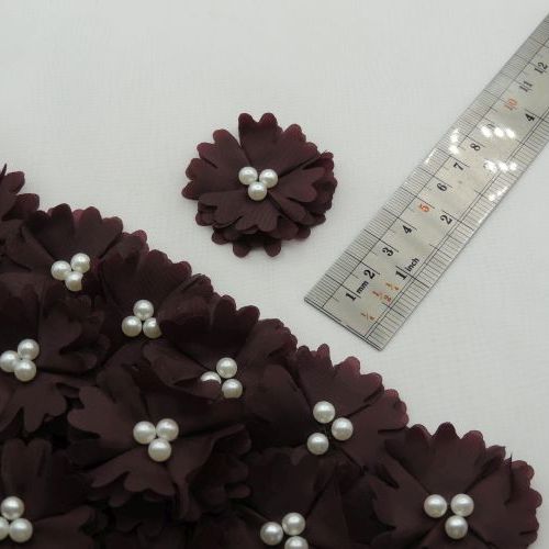 خردلی روشن گل پارچه‌ای برجسته حریری مرواریدی خرید و قیمت رنگ4