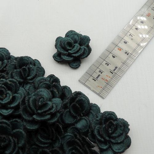 سبز آبی روشن گل پارچه‌ای برجسته رز گلدوزی خرید و قیمت رنگ4