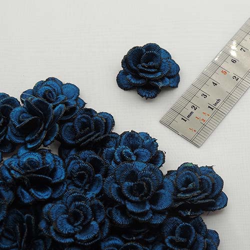 سبز آبی روشن گل پارچه‌ای برجسته رز گلدوزی خرید و قیمت رنگ3