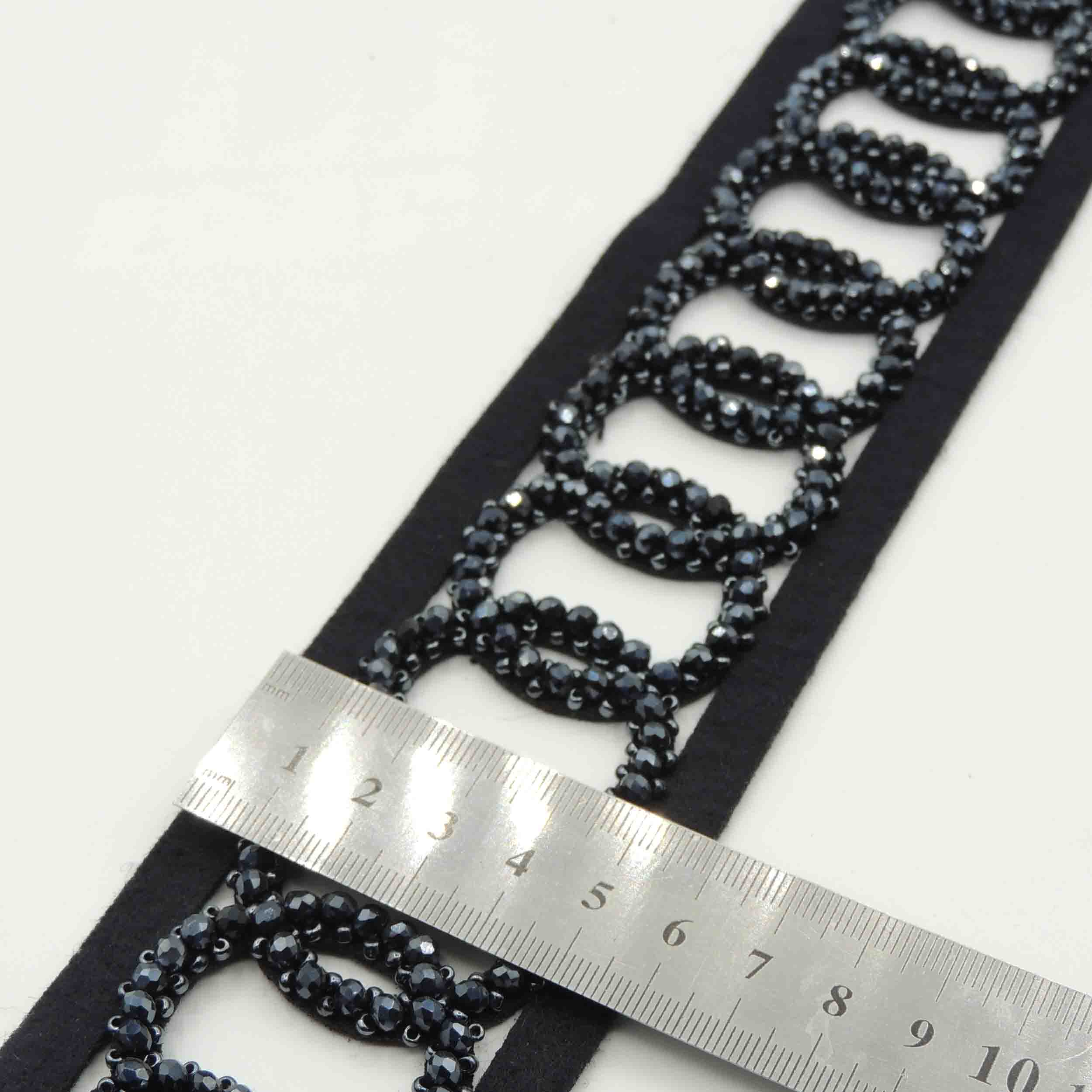 تصویر پنل لباس مجلسی دایره کریستال سورمه‌ای