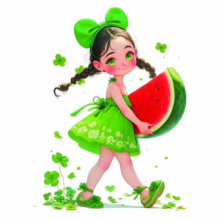 تصویر برچسب اتویی هنداونه و دختر4