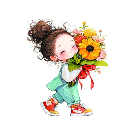 برچسب اتویی دختر و گل