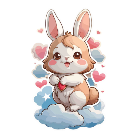 تصویر برچسب اتویی خرگوش قلبی