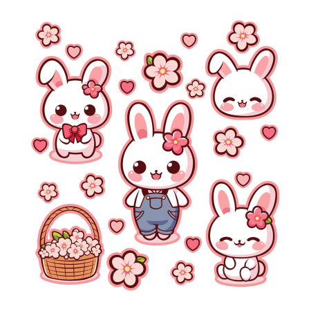 تصویر پک برچسب اتویی خرگوش