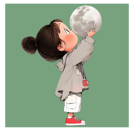 تصویر برچسب اتویی دختر و ماه