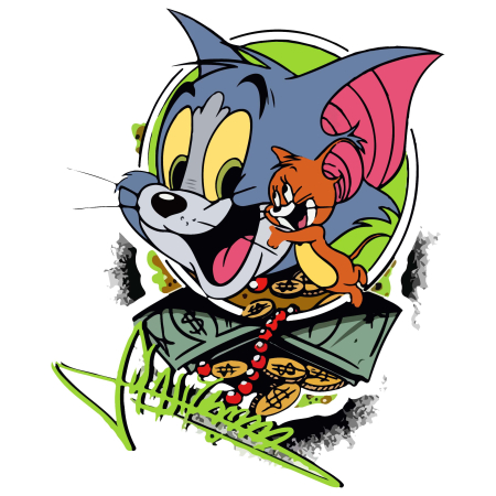 تصویر برچسب اتویی تام و جری