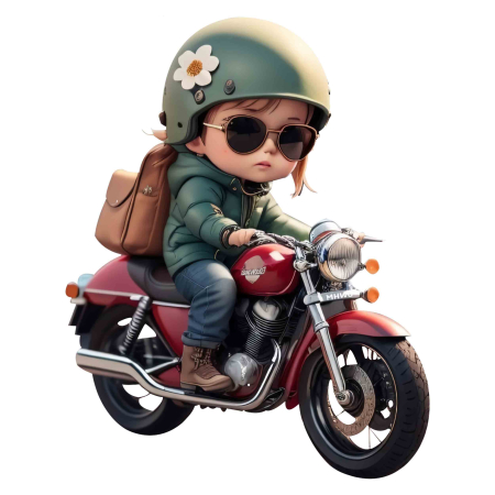 تصویر برچسب اتویی پسر موتور سوار