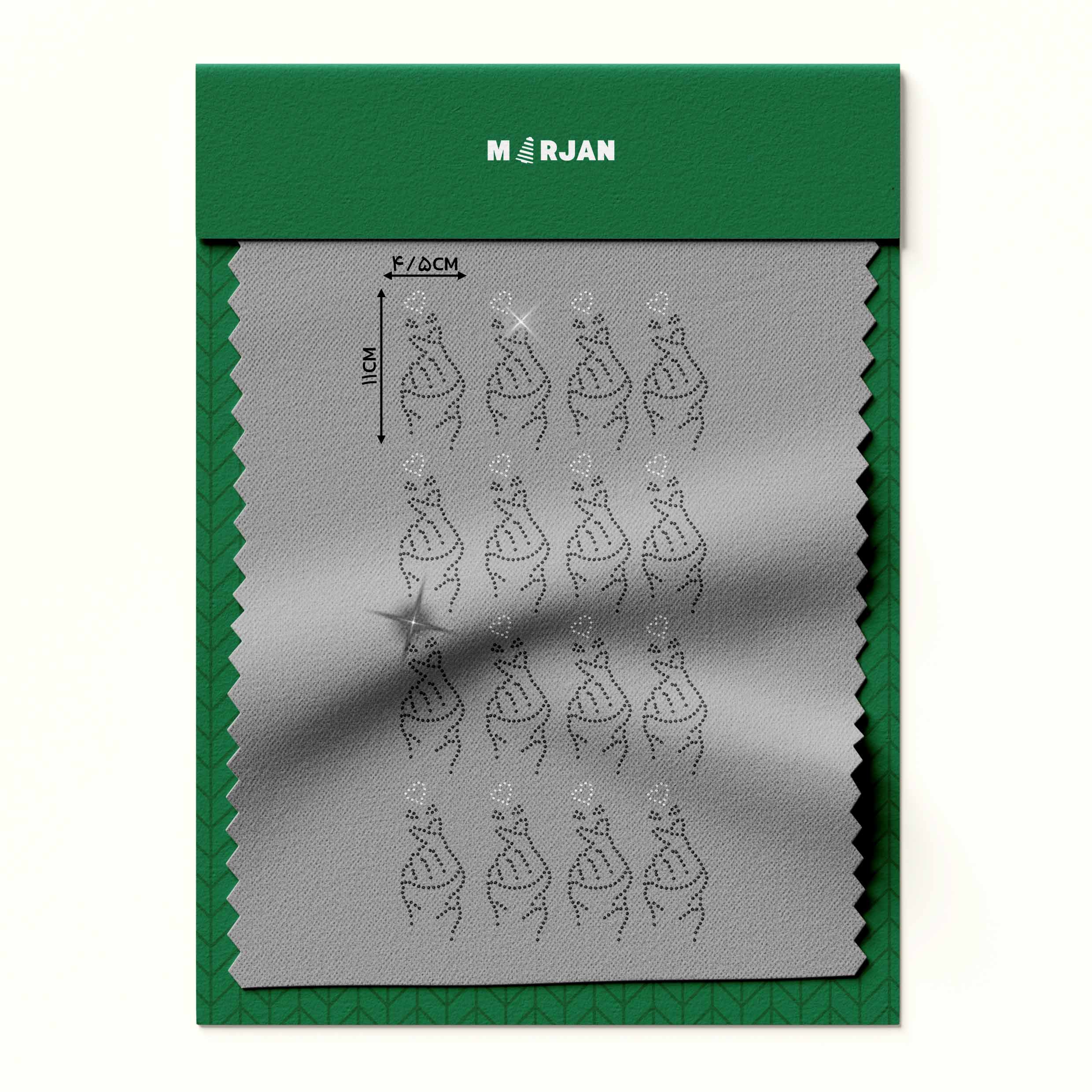 تصویر نگین حرارتی  دست و قلب مشکی نقره‌ای