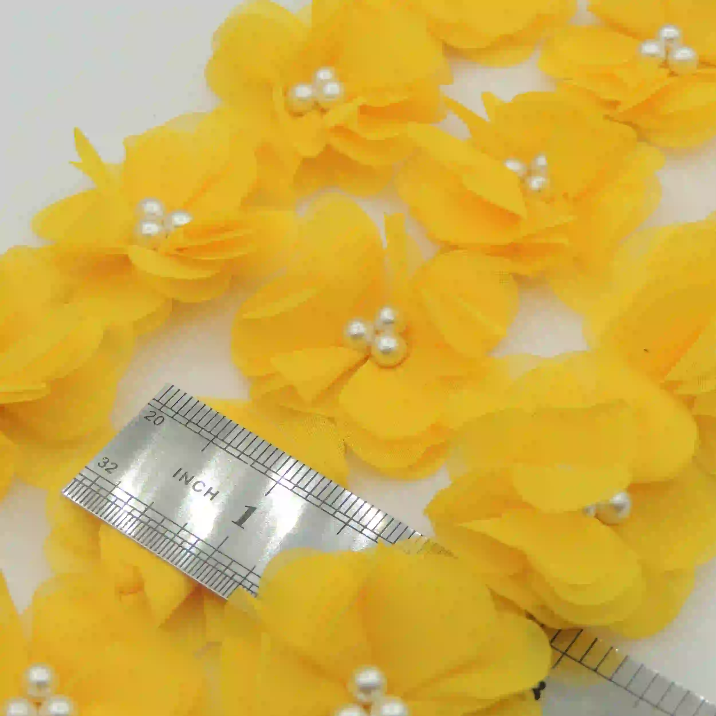 نارنجی نوار گل حریر تزئینی مروارید دار برجسته خرید و قیمت رنگ16